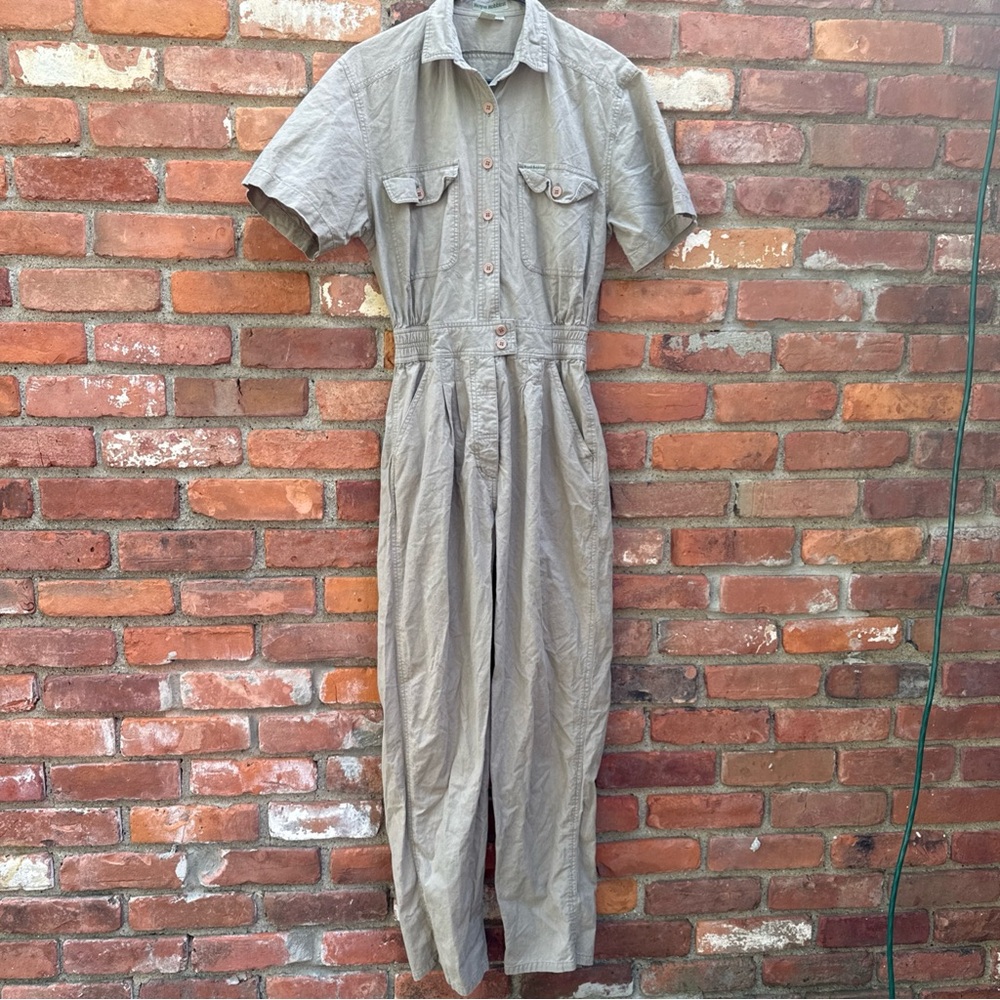 Royal Robbins Unity 100% Cotton Mechanic Button Jumpsuit Size 10 Khaki